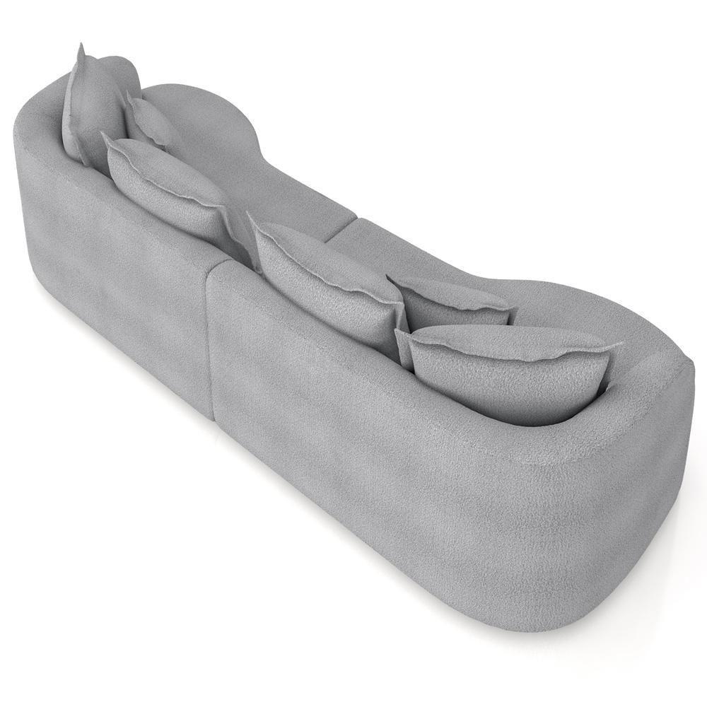 Sofá 3 Lugares Orgânico Sala De Estar Living 250cm Ekos K01 Bouclê Cinza - Lyam Decor - 7