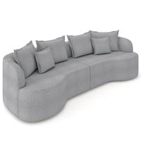 Sofá 3 Lugares Orgânico Sala De Estar Living 250cm Ekos K01 Bouclê Cinza - Lyam Decor - 1