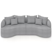 Sofá 3 Lugares Orgânico Sala De Estar Living 250cm Ekos K01 Bouclê Cinza - Lyam Decor - 3