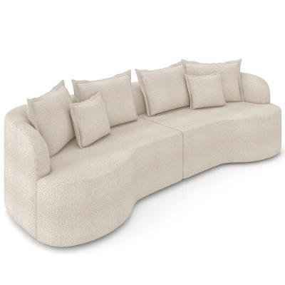 Sofá 3 Lugares Orgânico Sala De Estar Living 210cm Ekos K01 Bouclê Creme - Lyam Decor