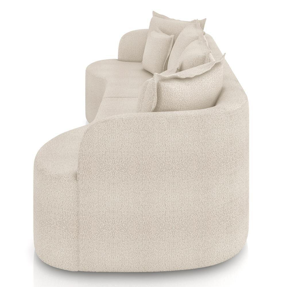 Sofá 4 Lugares Orgânico Sala De Estar Living 270cm Ekos K01 Bouclê Creme - Lyam Decor - 6