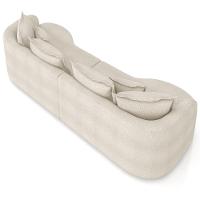 Sofá 4 Lugares Orgânico Sala De Estar Living 270cm Ekos K01 Bouclê Creme - Lyam Decor - 7