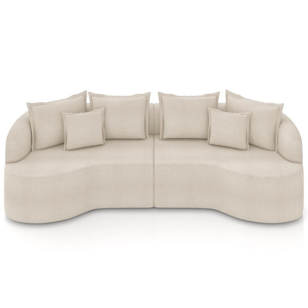 Sofá 3 Lugares Orgânico Sala De Estar Living 250cm Ekos K01 Bouclê Creme - Lyam Decor - 6