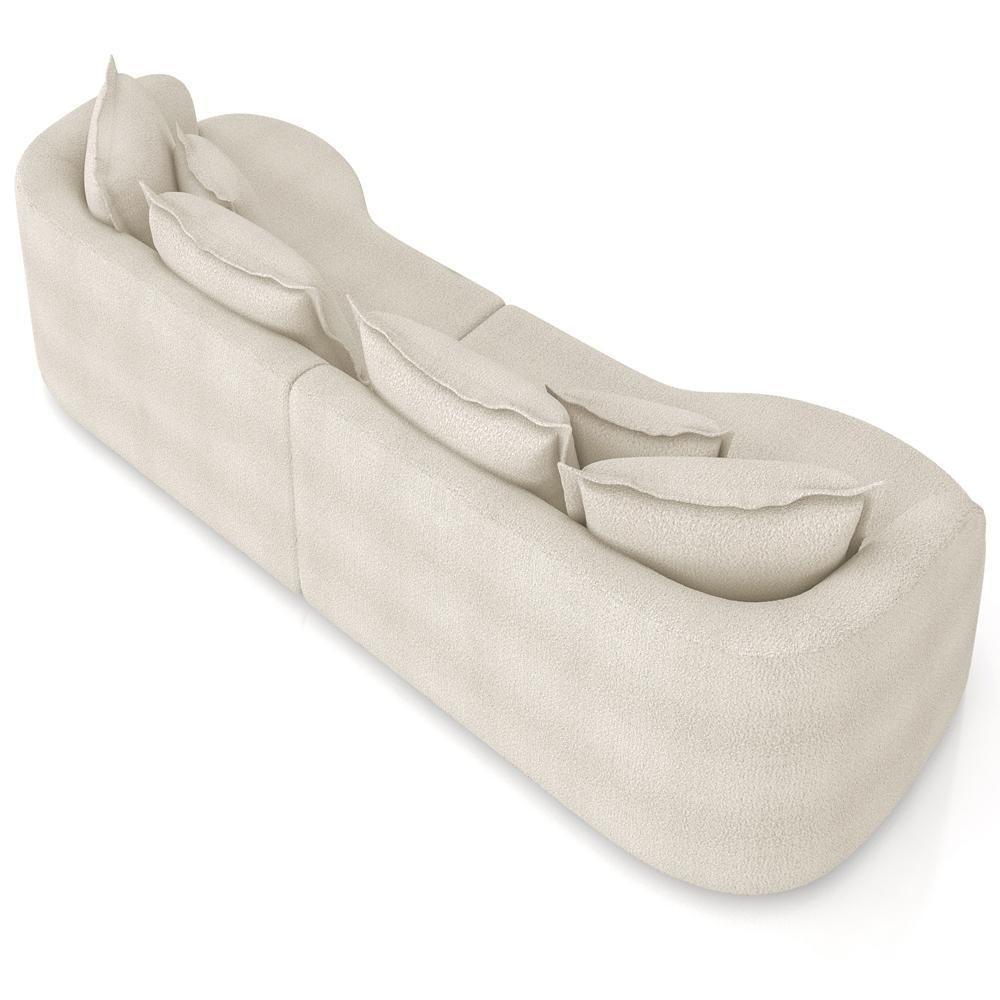Sofá 3 Lugares Orgânico Sala De Estar Living 250cm Ekos K01 Bouclê Creme - Lyam Decor - 7