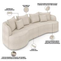 Sofá 3 Lugares Orgânico Sala De Estar Living 250cm Ekos K01 Bouclê Creme - Lyam Decor