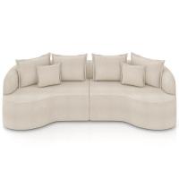 Sofá 4 Lugares Orgânico Sala De Estar Living 290cm Ekos K01 Bouclê Creme - Lyam Decor - 3