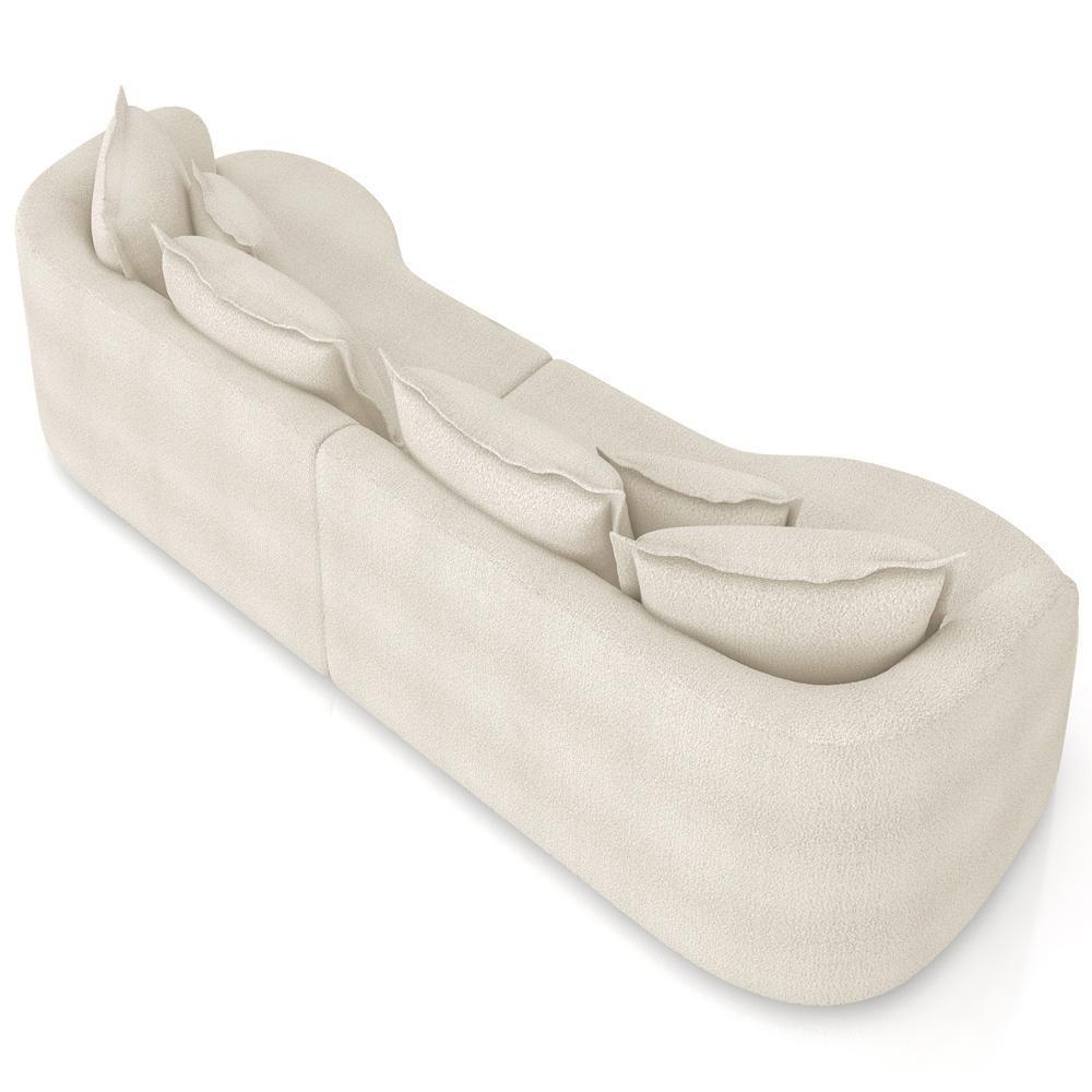 Sofá 3 Lugares Orgânico Sala De Estar Living 210cm Ekos K01 Bouclê Cru - Lyam Decor - 7