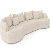 Sofá 3 Lugares Orgânico Sala De Estar Living 210cm Ekos K01 Bouclê Cru - Lyam Decor - 1