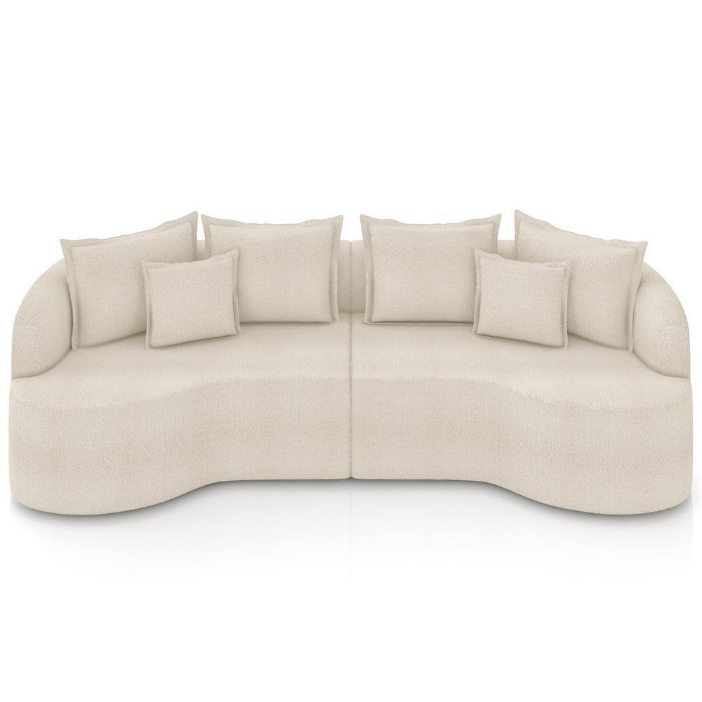 Sofá 3 Lugares Orgânico Sala De Estar Living 230cm Ekos K01 Bouclê Cru - Lyam Decor - 3