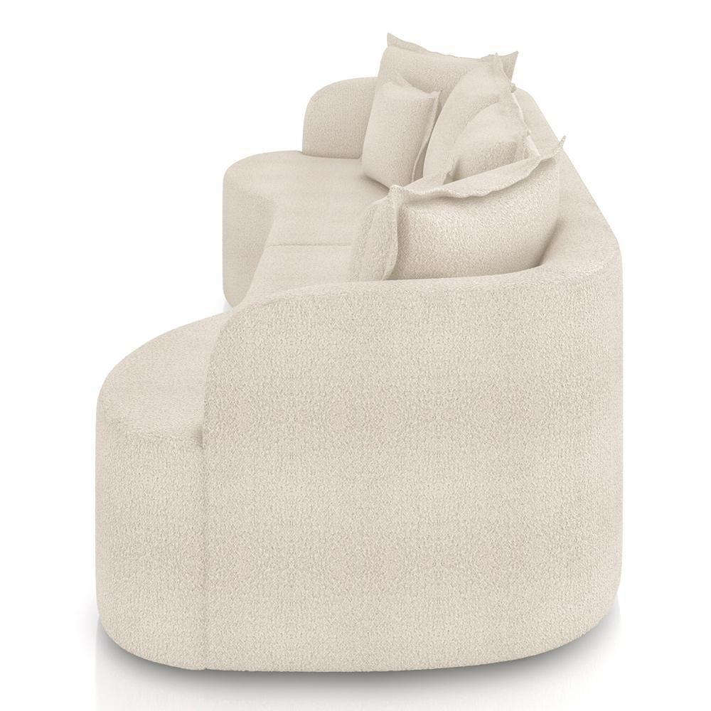 Sofá 3 Lugares Orgânico Sala De Estar Living 230cm Ekos K01 Bouclê Cru - Lyam Decor - 6