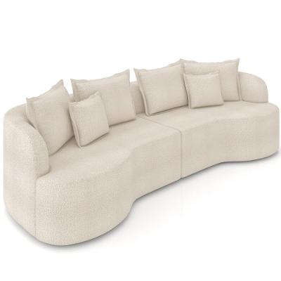 Sofá 3 Lugares Orgânico Sala De Estar Living 250cm Ekos K01 Bouclê Cru - Lyam Decor