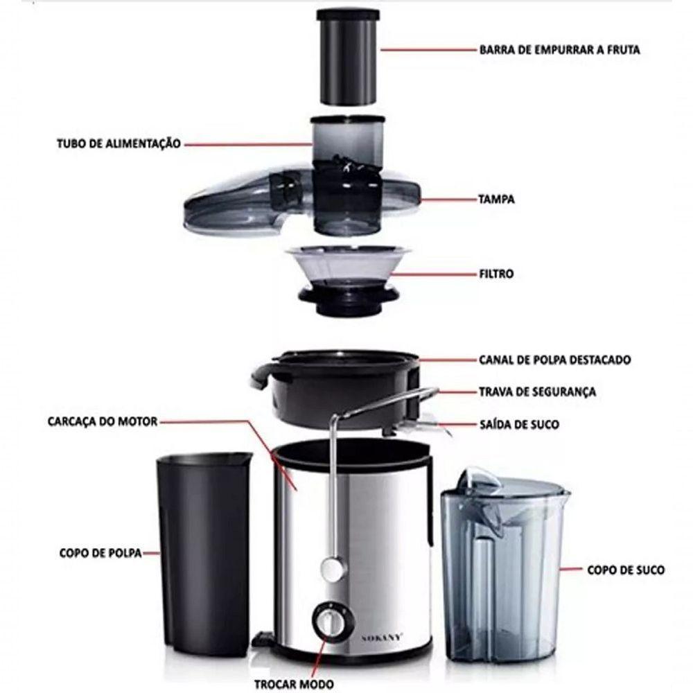 Centrífuga De Alimentos Elétrico Extrator Sucos Frutas 110V - 3