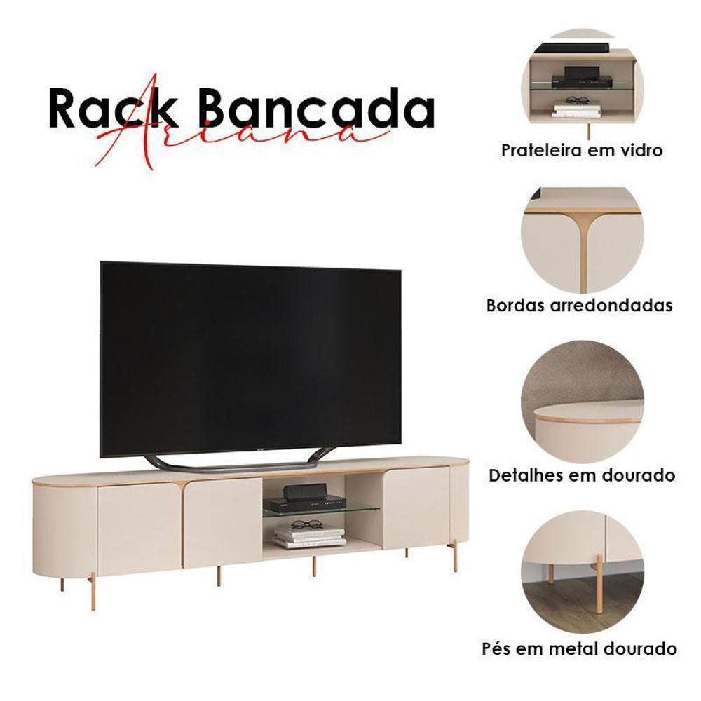 Rack Bancada Com Painel Ariana Off White – Dj Móveis - 5