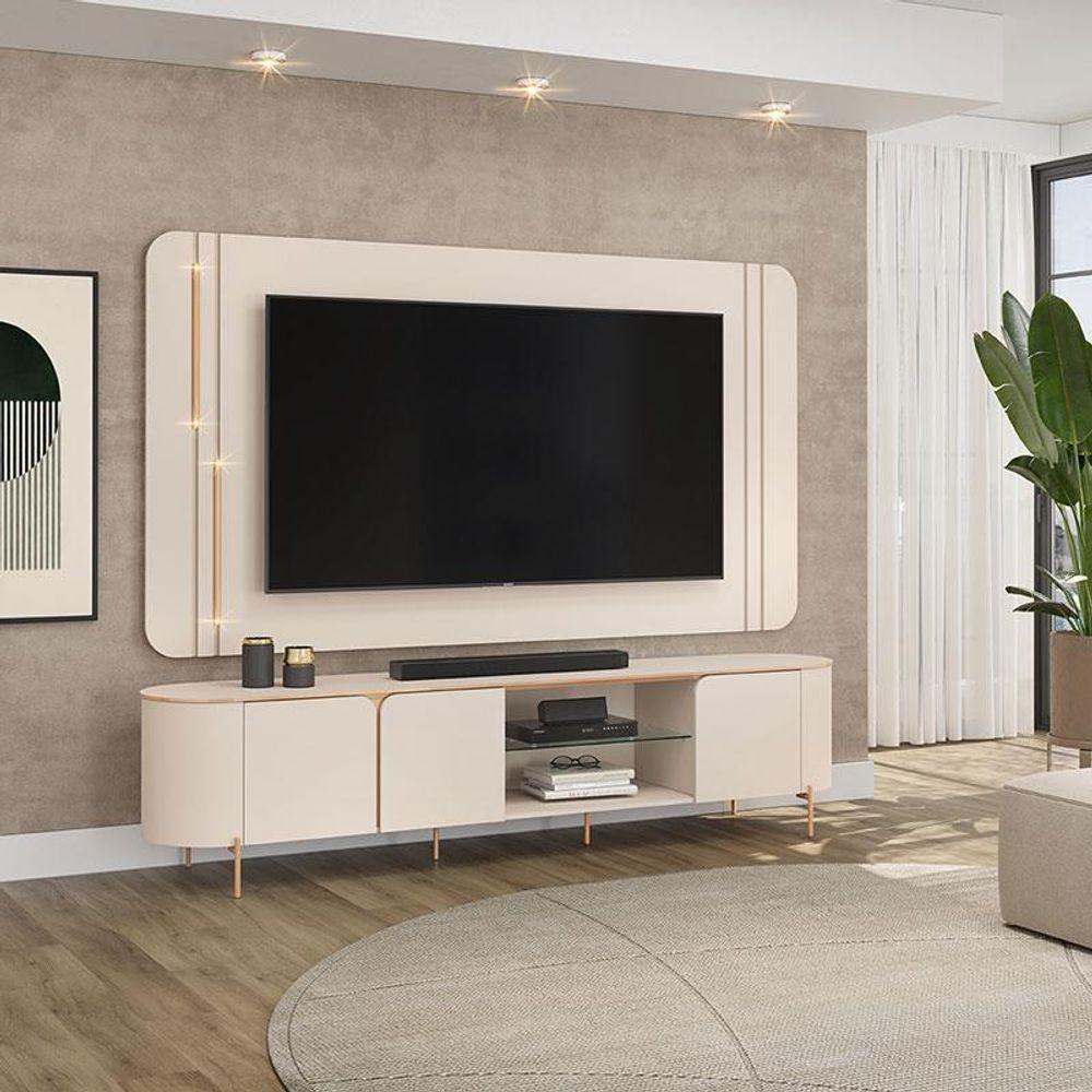 Rack Bancada Com Painel Ariana Off White – Dj Móveis - 7