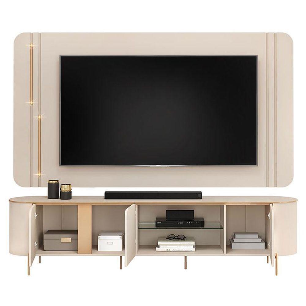 Rack Bancada Com Painel Ambiente Ariana Off White – Dj Móveis - 4