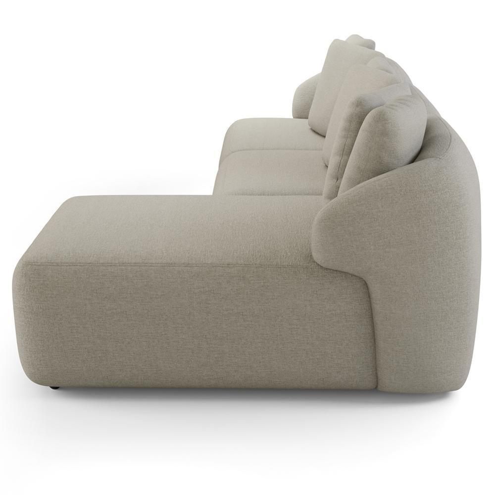 Sofá 3 Lugares Com Chaise Direito Sala Living 254cm Arlo F04 Linho Bege - Lyam Decor - 7