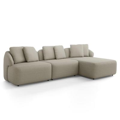 Sofá 3 Lugares Com Chaise Direito Sala Living 254cm Arlo F04 Linho Bege - Lyam Decor