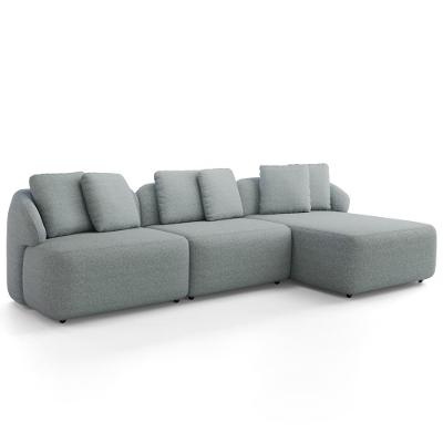 Sofá 3 Lugares Com Chaise Direito Sala Living 254cm Arlo F04 Linho Cinza - Lyam Decor