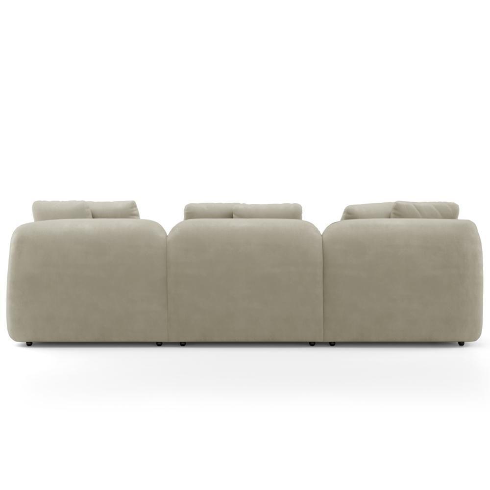 Sofá 3 Lugares Com Chaise Direito Sala Living 254cm Arlo F04 Veludo Bege - Lyam Decor - 6