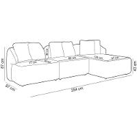 Sofá 3 Lugares Com Chaise Direito Sala Living 254cm Arlo F04 Veludo Bege - Lyam Decor - 5