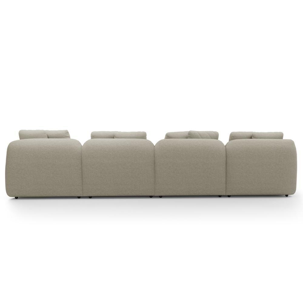 Sofá 5 Lugares Com Chaise Direito Sala Living 334cm Arlo F04 Linho Bege - Lyam Decor - 6