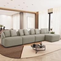 Sofá 5 Lugares Com Chaise Direito Sala Living 334cm Arlo F04 Linho Bege - Lyam Decor - 2