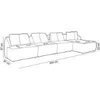 Sofá 5 Lugares Com Chaise Direito Sala Living 334cm Arlo F04 Linho Bege - Lyam Decor - 5