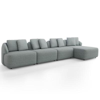 Sofá 5 Lugares Com Chaise Direito Sala Living 334cm Arlo F04 Linho Cinza - Lyam Decor