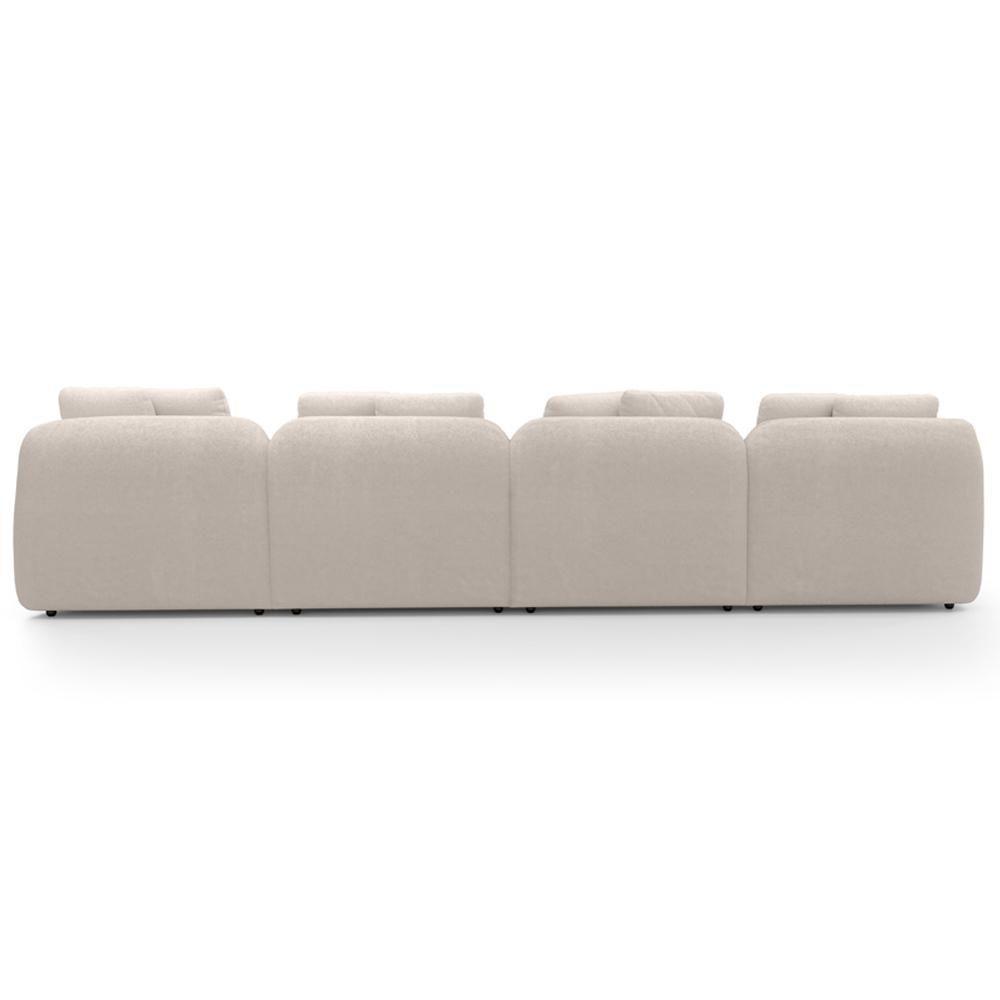 Sofá 5 Lugares Com Chaise Direito Sala Living 334cm Arlo F04 Bouclê Bege - Lyam Decor - 3