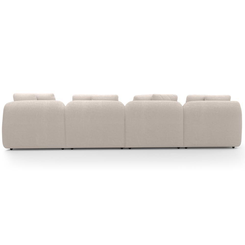 Sofá 5 Lugares Com Chaise Direito Sala Living 334cm Arlo F04 Veludo Bege - Lyam Decor - 2