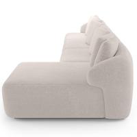 Sofá 5 Lugares Com Chaise Direito Sala Living 334cm Arlo F04 Veludo Bege - Lyam Decor - 3