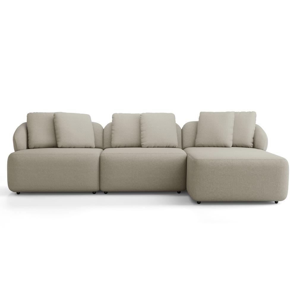 Sofá 4 Lugares Com Chaise Direito Sala Living 294cm Arlo F04 Linho Bege - Lyam Decor - 3