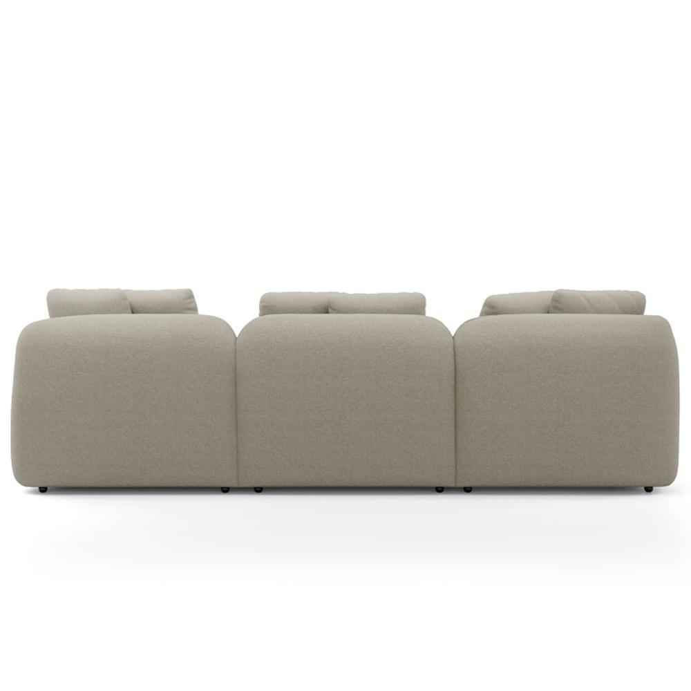 Sofá 4 Lugares Com Chaise Direito Sala Living 294cm Arlo F04 Linho Bege - Lyam Decor - 6