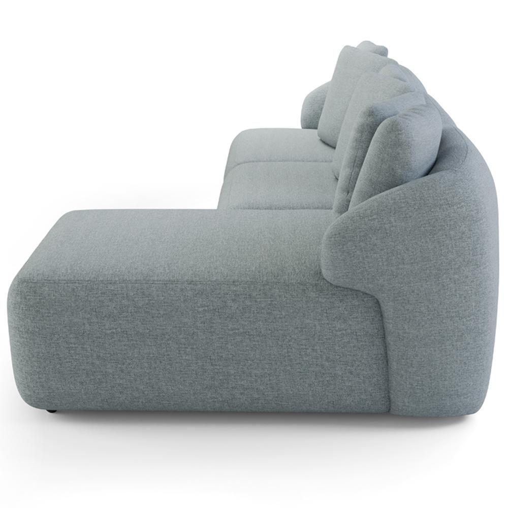 Sofá 4 Lugares Com Chaise Direito Sala Living 294cm Arlo F04 Linho Cinza - Lyam Decor - 7