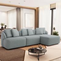 Sofá 4 Lugares Com Chaise Direito Sala Living 294cm Arlo F04 Linho Cinza - Lyam Decor - 2