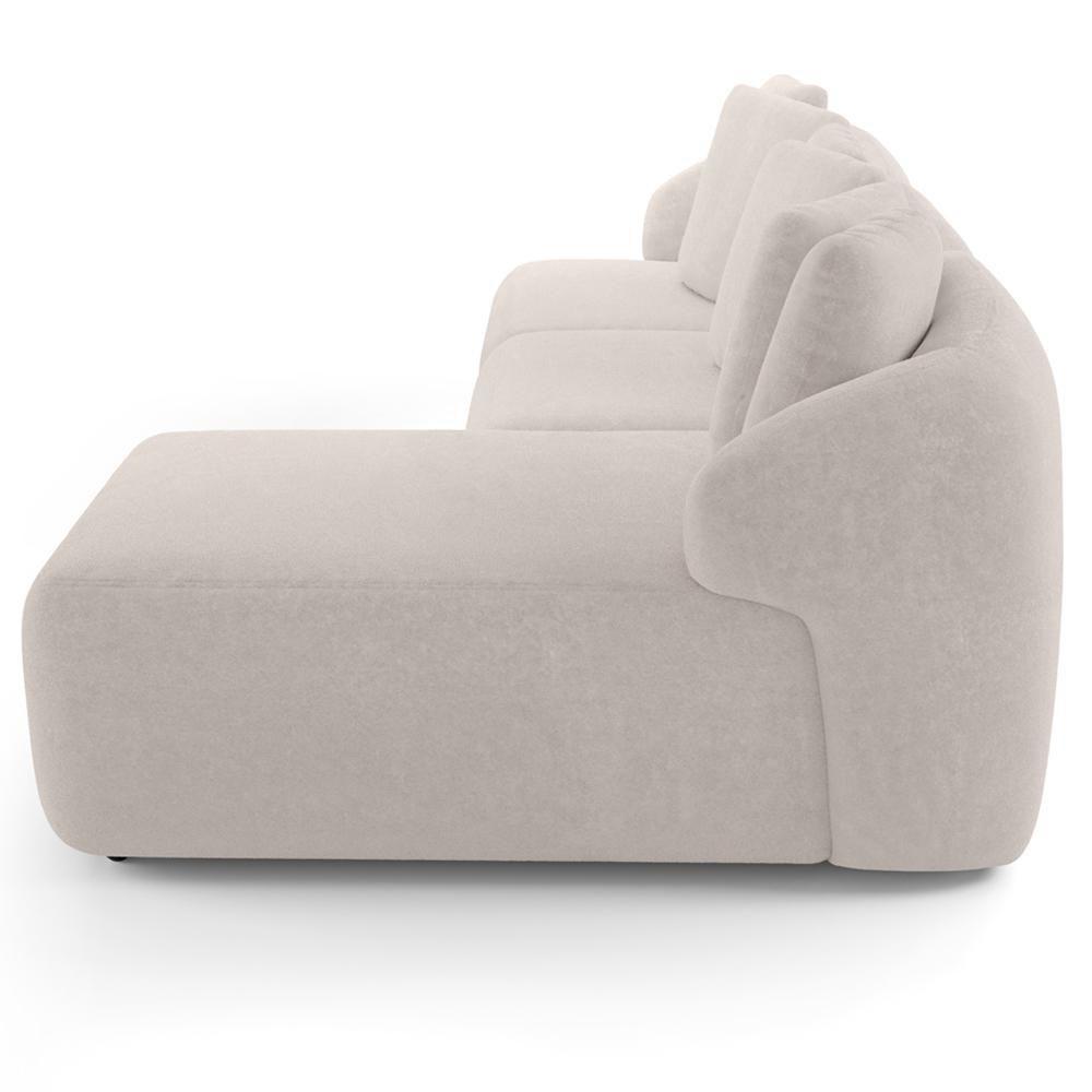 Sofá 4 Lugares Com Chaise Direito Sala Living 294cm Arlo F04 Bouclê Bege - Lyam Decor - 7