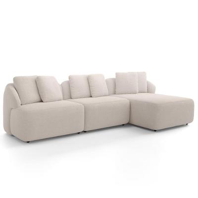 Sofá 4 Lugares Com Chaise Direito Sala Living 294cm Arlo F04 Bouclê Bege - Lyam Decor