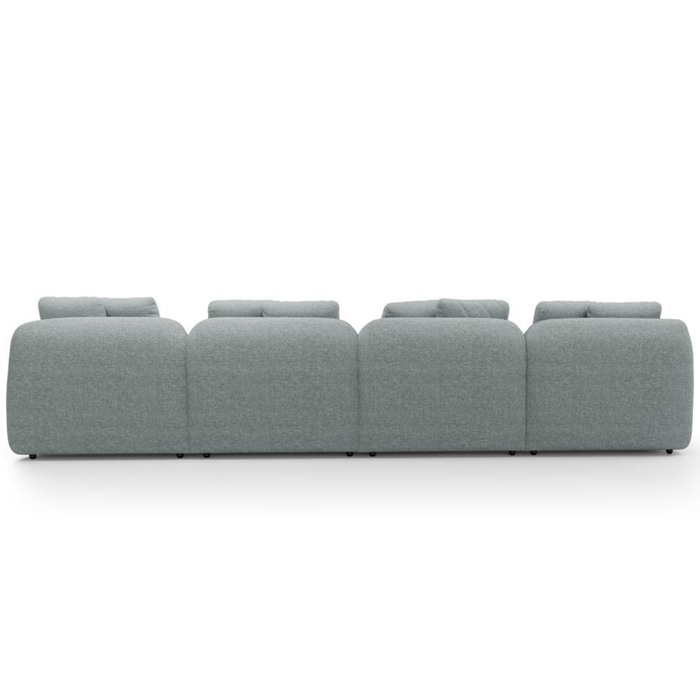Sofá 5 Lugares Com Chaise Direito Sala Living 394cm Arlo F04 Linho Cinza - Lyam Decor - 6