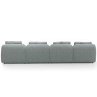 Sofá 5 Lugares Com Chaise Direito Sala Living 394cm Arlo F04 Linho Cinza - Lyam Decor - 6