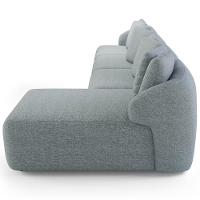 Sofá 5 Lugares Com Chaise Direito Sala Living 394cm Arlo F04 Linho Cinza - Lyam Decor - 7