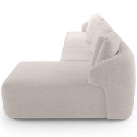 Sofá 5 Lugares Com Chaise Direito Sala Living 394cm Arlo F04 Bouclê Bege - Lyam Decor - 7