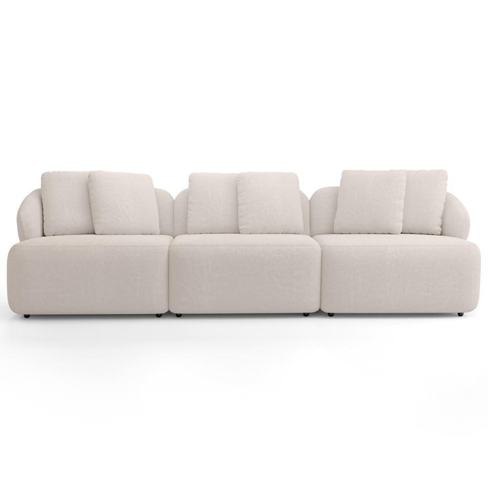 Sofá 3 Lugares Para Sala De Estar Living 234cm Arlo F04 Bouclê Bege - Lyam Decor - 3