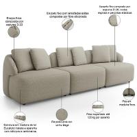 Sofá 4 Lugares Para Sala De Estar Living 294cm Arlo F04 Linho Bege - Lyam Decor