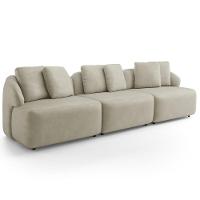 Sofá 3 Lugares Para Sala De Estar Living 234cm Arlo F04 Veludo Bege - Lyam Decor - 1