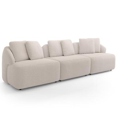 Sofá 4 Lugares Para Sala De Estar Living 294cm Arlo F04 Bouclê Bege - Lyam Decor