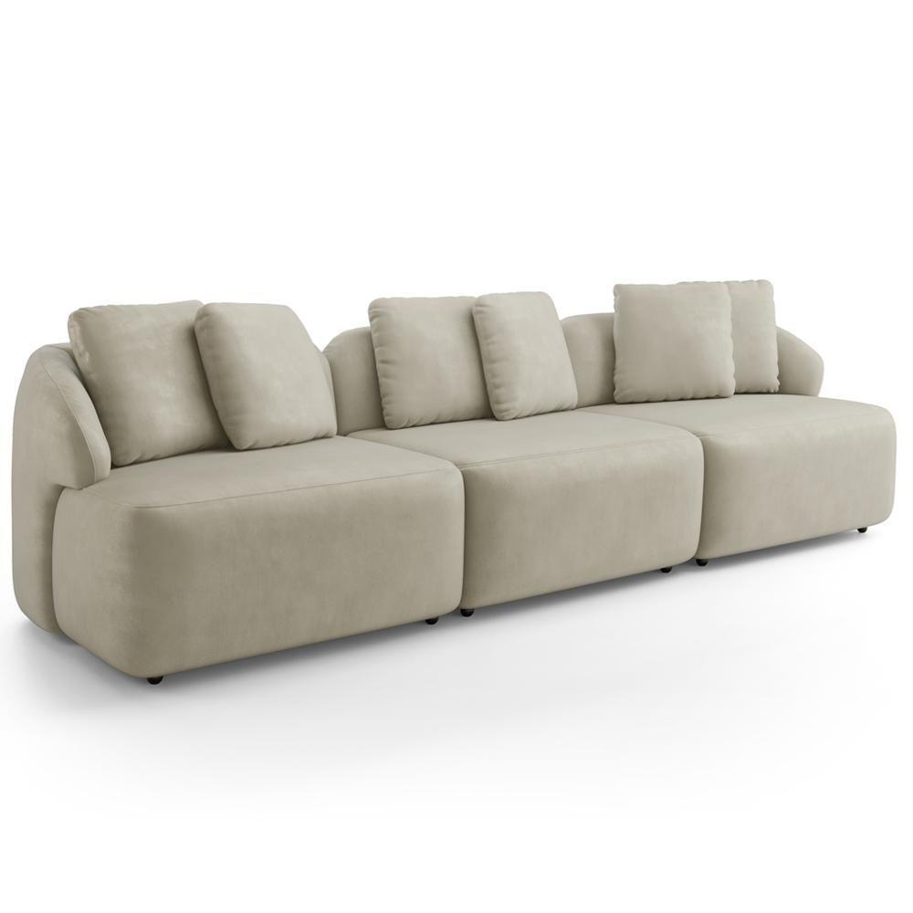Sofá 4 Lugares Para Sala De Estar Living 294cm Arlo F04 Veludo Bege - Lyam Decor - 1