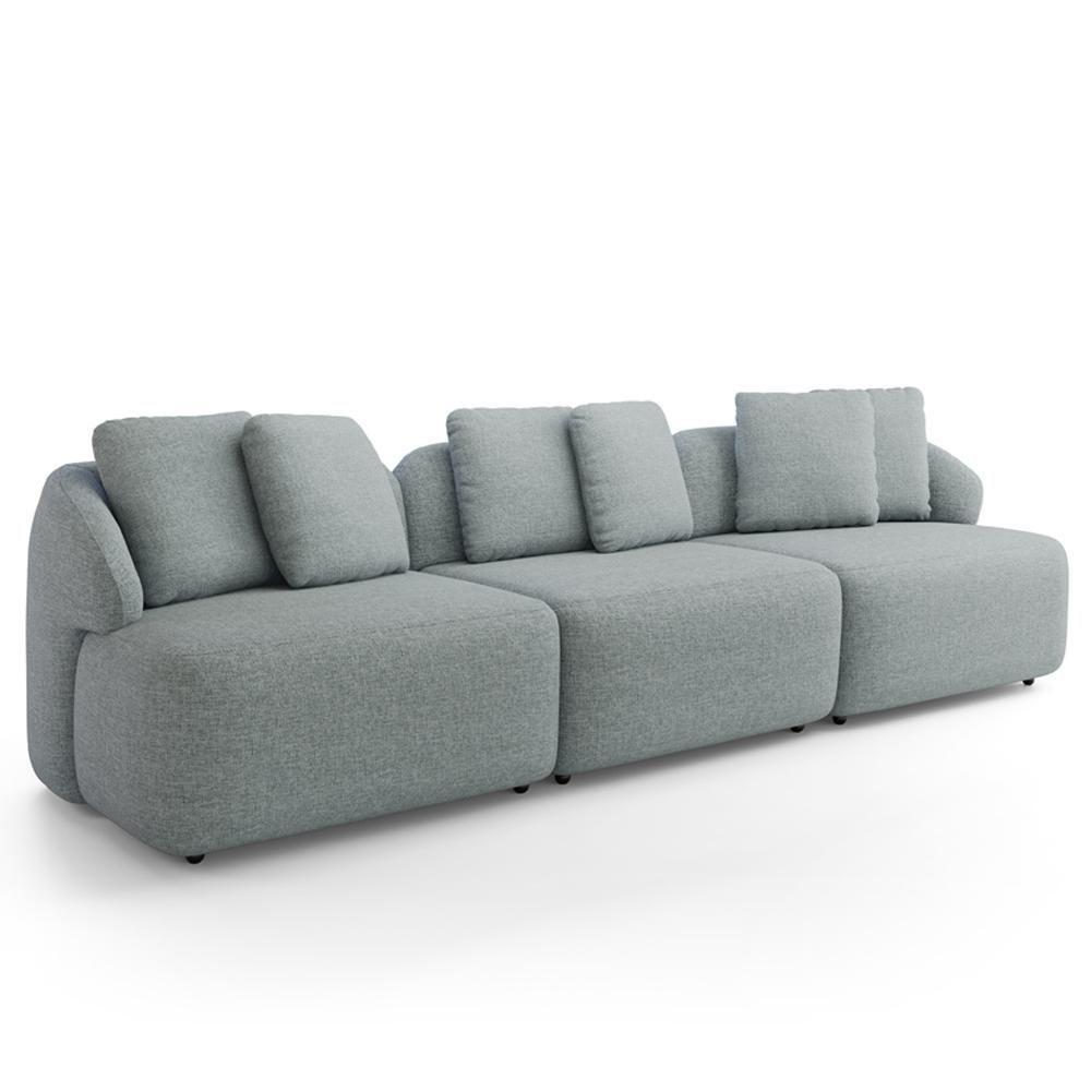 Sofá 4 Lugares Para Sala De Estar Living 294cm Arlo F04 Linho Cinza - Lyam Decor - 1