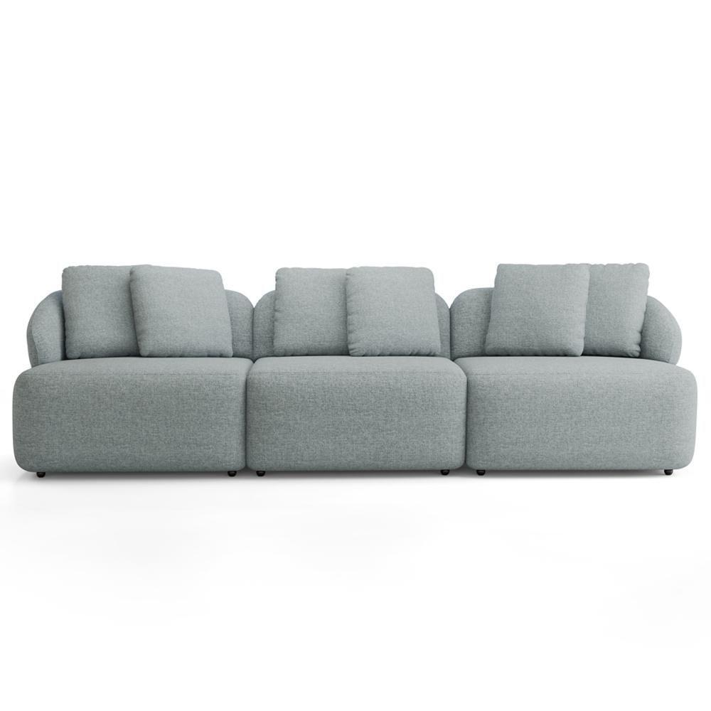 Sofá 4 Lugares Para Sala De Estar Living 294cm Arlo F04 Linho Cinza - Lyam Decor - 3