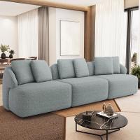 Sofá 4 Lugares Para Sala De Estar Living 294cm Arlo F04 Linho Cinza - Lyam Decor - 2