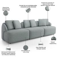 Sofá 4 Lugares Para Sala De Estar Living 294cm Arlo F04 Linho Cinza - Lyam Decor
